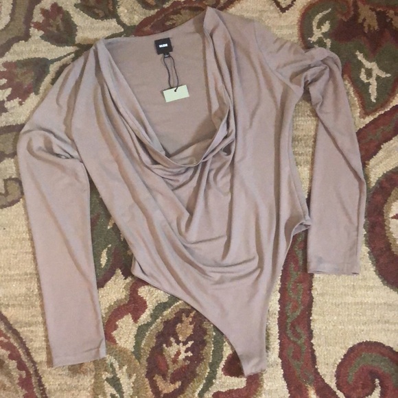 NUDE Size Large BodySuit Gathered Front classically Sexy $88 NEW - Picture 2 of 13